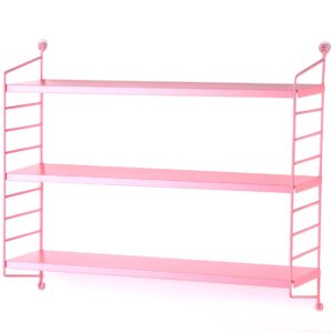 Arden 3-Tier Metal Wall Shelf (Black, Pink)
