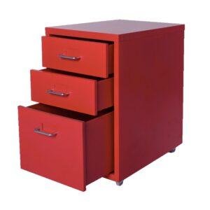 Metal 3-Drawer Steel Cabinet (Red)