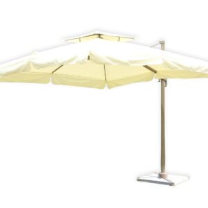 Fiona Double Roof Aluminum Frame Waterproof Rotates 360 Degrees with Marble Stone Base Patio Umbrella (Cream)