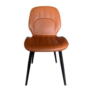 Mara Pu Leather Seat Metal Leg Dining Chair (Brown+Black)