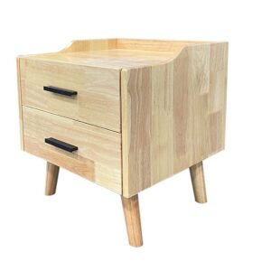 Lettice Solid Thailand Rubberwood Bed Side Table (with Drawers)