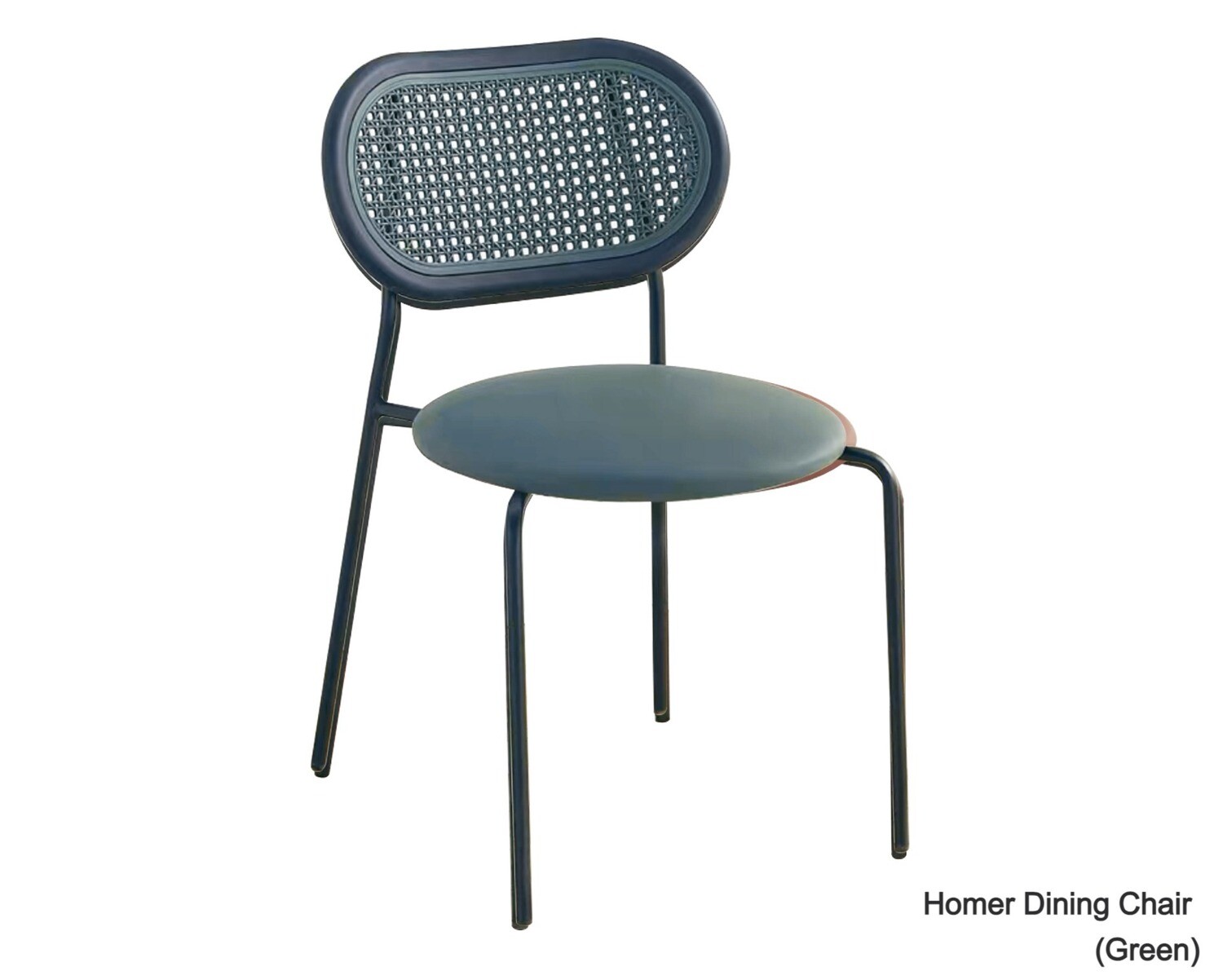 Homer PU Leather Seat Rattan Back Design Dining Chair (Green, Grey, Red, Brown) - Image 4