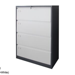 Lateral 4-Drawer Steel Filing Cabinet (White, Grey+White)