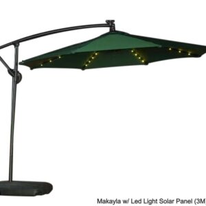 Makayla With Led Light Solar Panel & Cross Base Patio Umbrella (3M) (Khaki, Green)
