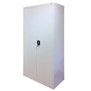 2 Swing Door Clothes Steel Locker Cabinet (White)