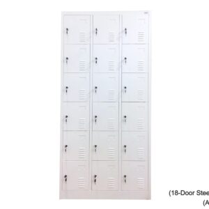 18-Door Steel Locker Cabinet (Dark Grey+White, White)