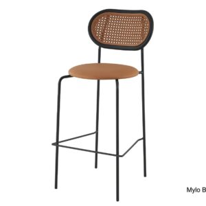 Mylo PU Leather Seat Rattan Back Design Bar High Chair (Brown, Red, Green)