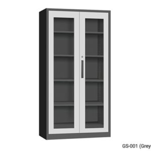 5-Layer Glass Swing Door Steel Cabinet (Grey+White)