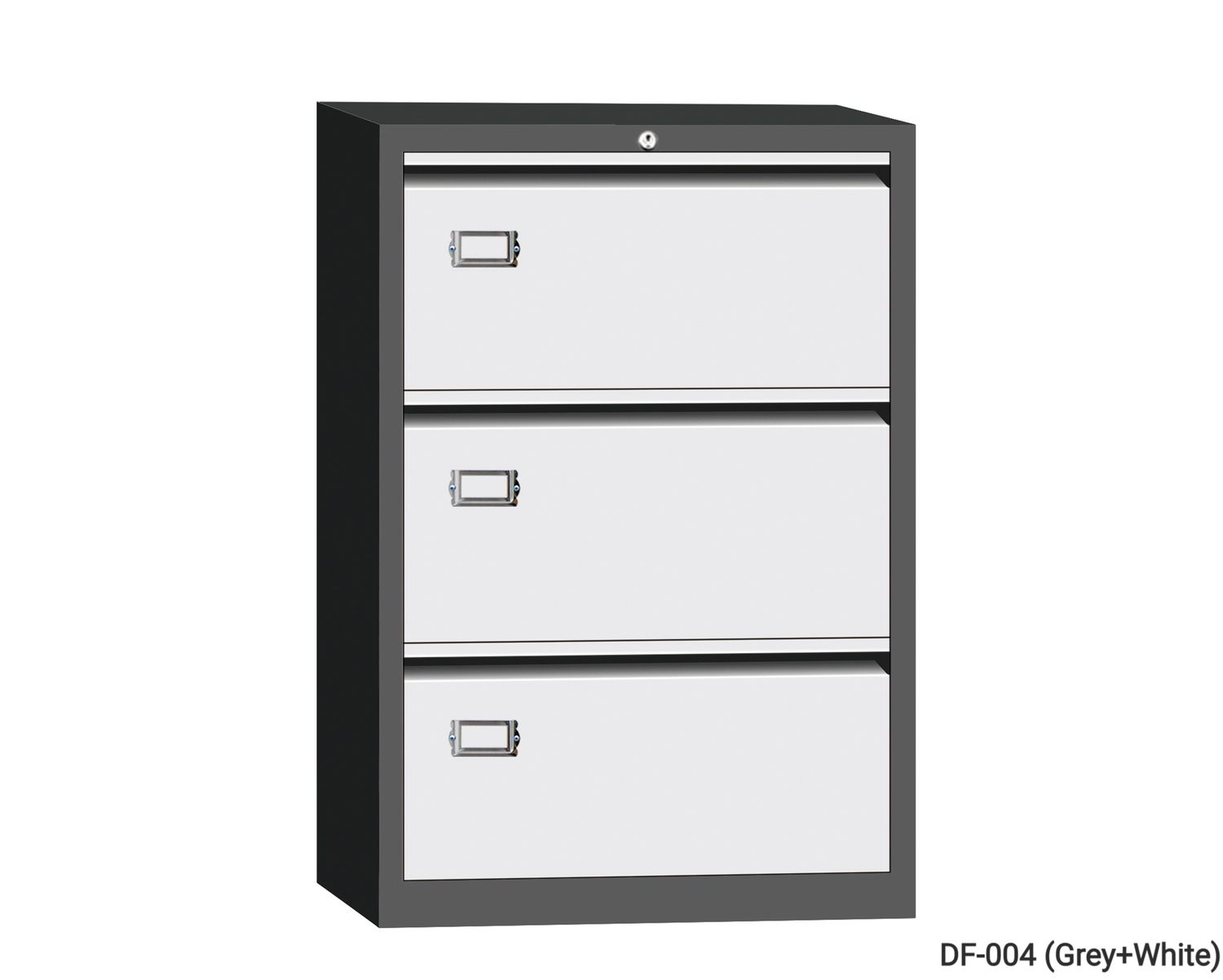Lateral 3-Drawer Steel Filing Cabinet (Grey+White, All White) - Image 3