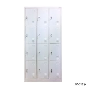 12-Door Steel Locker Cabinet (White, Grey+White)
