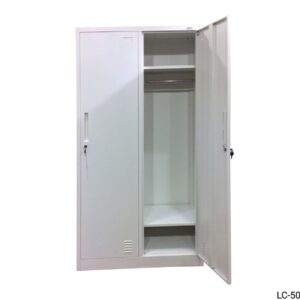 2 Door Steel Clothes Locker with Top & Bottom Shelf Cabinet (White)