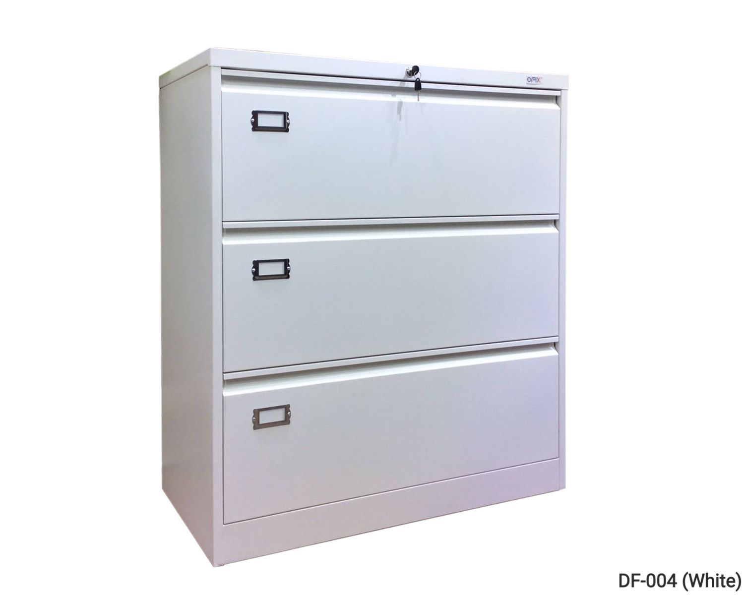 Lateral 3-Drawer Steel Filing Cabinet (Grey+White, All White)