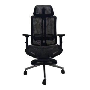 Korean 102J V2 Full Mesh Seat Adjustable Armrest, Adjustable Headrest, Stainless Steel Base (Without Footrest / With Footrest) (Black)