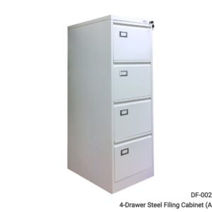 Vertical 4-Drawer Steel Filing Cabinet (Grey+White, All White)