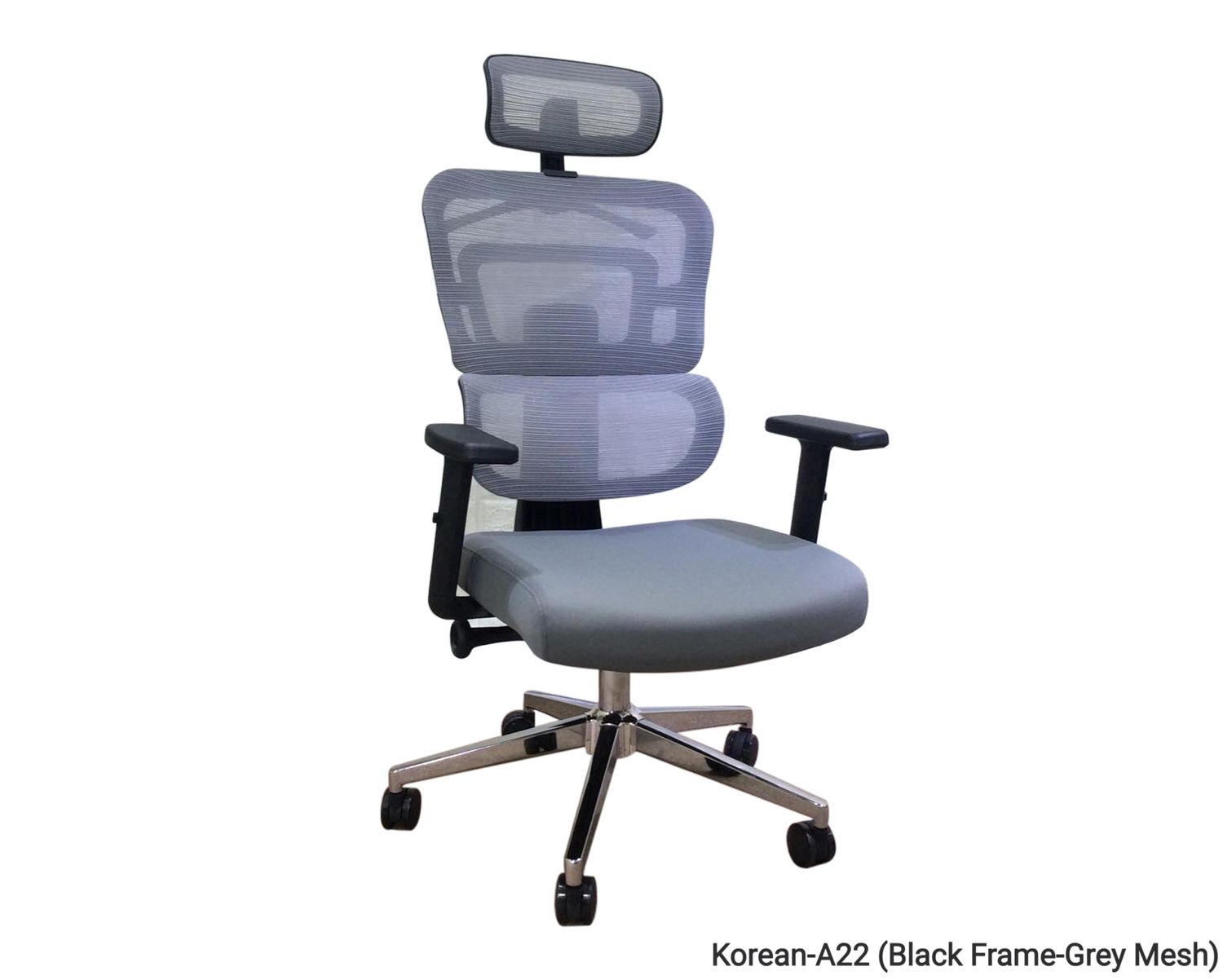 Korean-A22 High Back Mesh Chair (Black, Grey) - Image 4