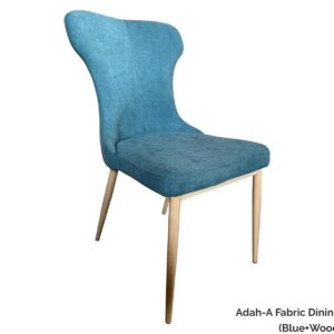 Adah-A Fabric Adah-B Leather Seat Metal Leg Dining Chair (Blue+Wood Grain, Brown+Black)