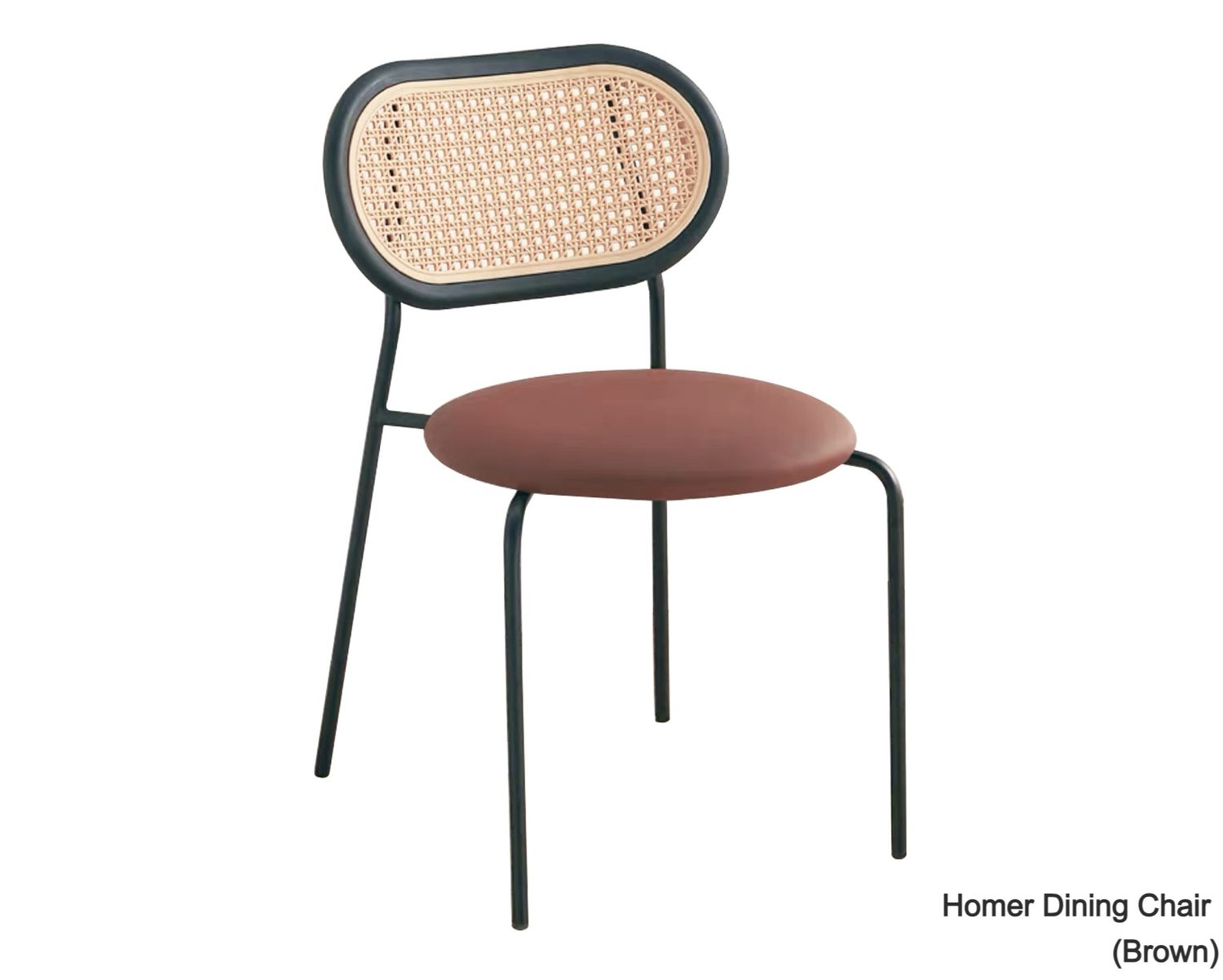 Homer PU Leather Seat Rattan Back Design Dining Chair (Green, Grey, Red, Brown)