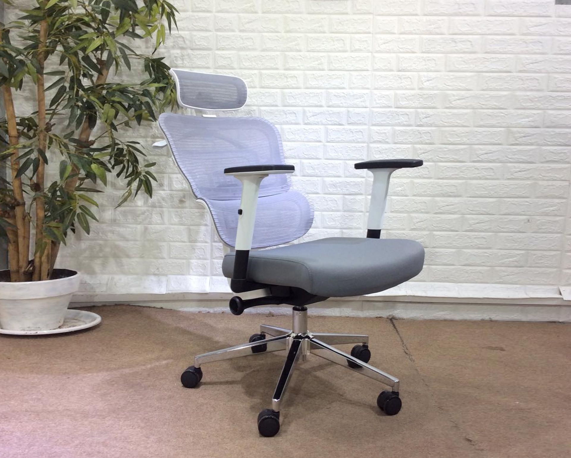 Korean-A22 High Back Mesh Chair (Black, Grey) - Image 6