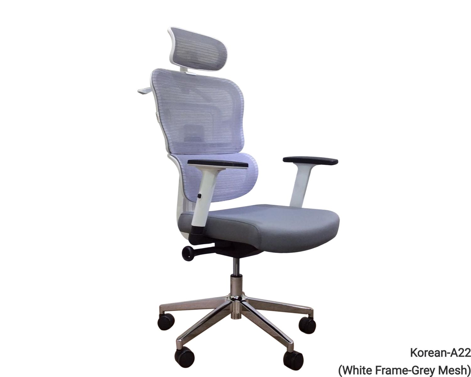 Korean-A22 High Back Mesh Chair (Black, Grey) - Image 2
