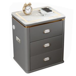 Holly w/ Security Lock & Built-in Safe Box, Wireless Fast Charge, LED Light, USB Port, Bluetooth Audio Bedside Drawer